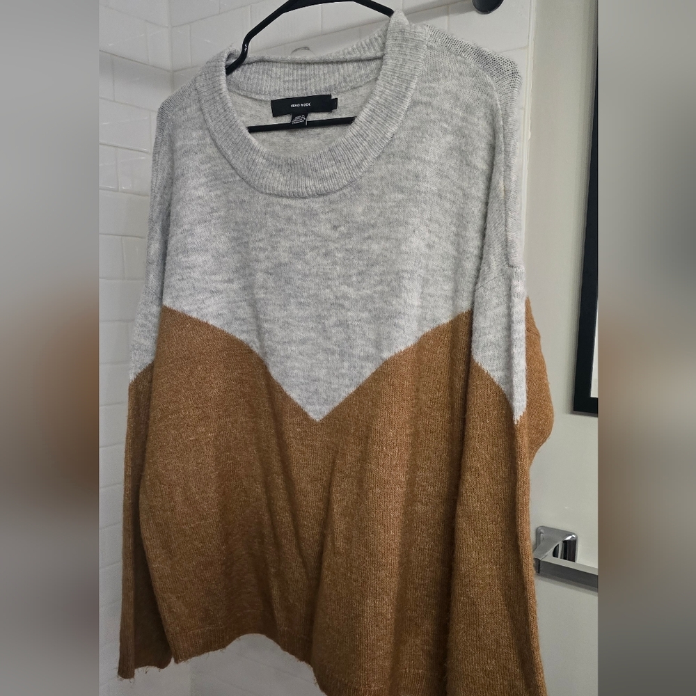 Vero Moda Gray and Brown Cowl Sweater